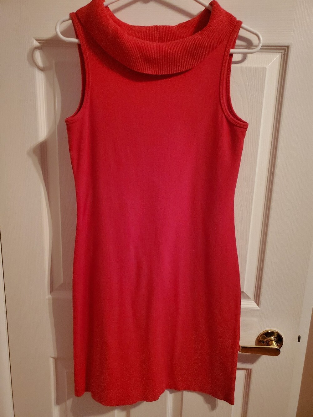 Rafaella Red Sleeveless Cowl Neck Sweater Dress